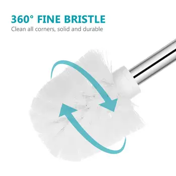 

PIXNOR Toilet Brush and Holder Set Stainless Steel Grip Compact Modern Design Toilet Bowl Cleaner Brush Set for Bathroom