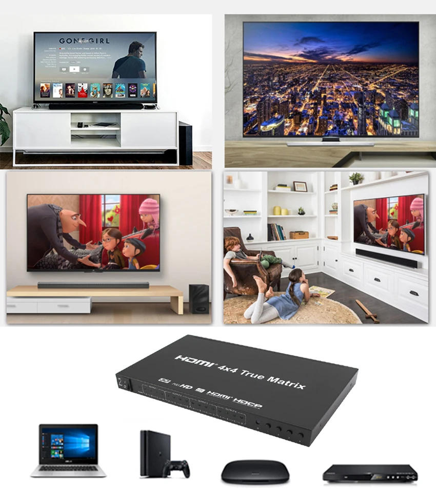 HDMI матричный коммутатор 4 в 4 из 4x4 HDMI1.4 4 к@ 30 Гц переключатель разветвитель матрица с RS232 ИК пульт дистанционного управления для HDTV ps4 PS3 Lapt