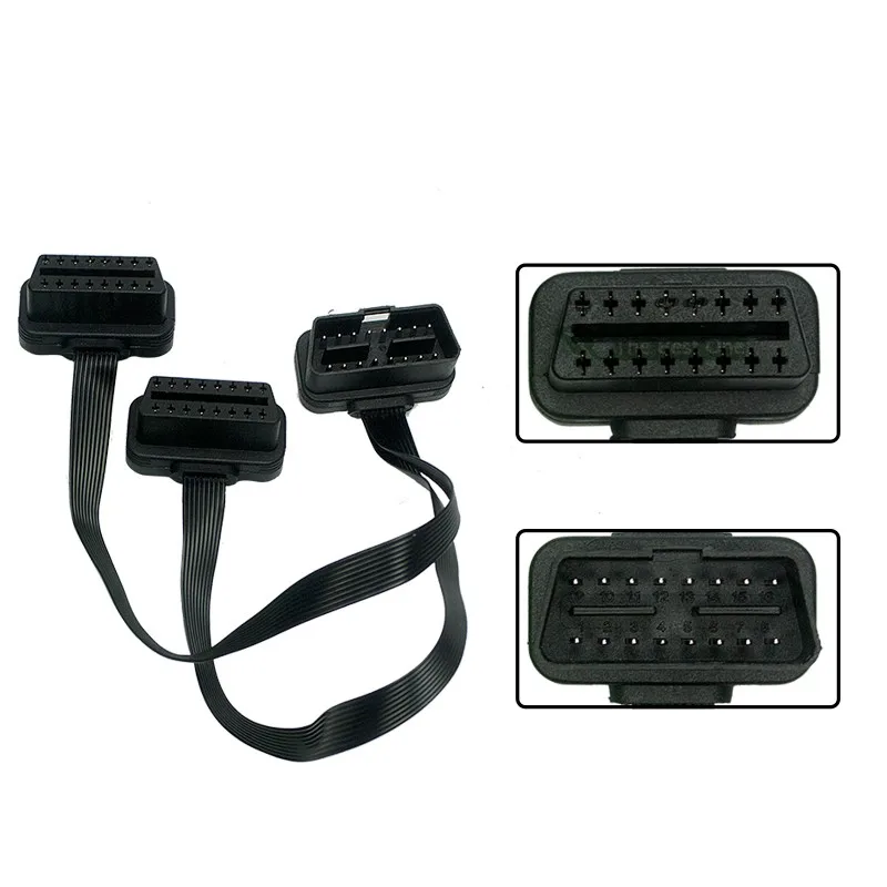 OBDII 16Pin ELM327 Male To Dual Female Y Splitter Elbow Extension Connector OBD2 For Fiat Double Diagnostic Cable car diagnostic cable