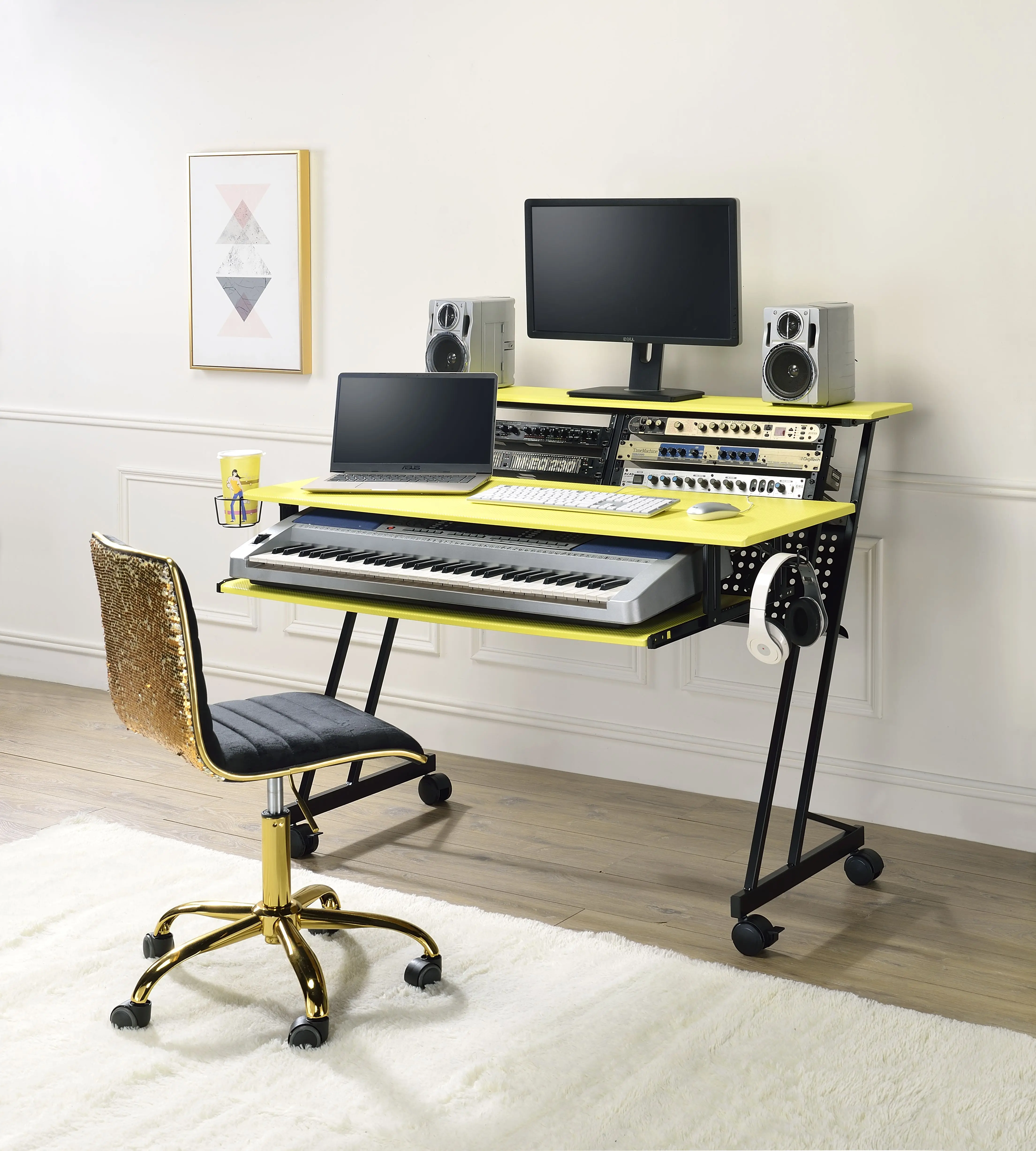 

Yellow Computer Desk Workstation Laptop Gaming Table Office Furniture Style Desk Modern Style Table