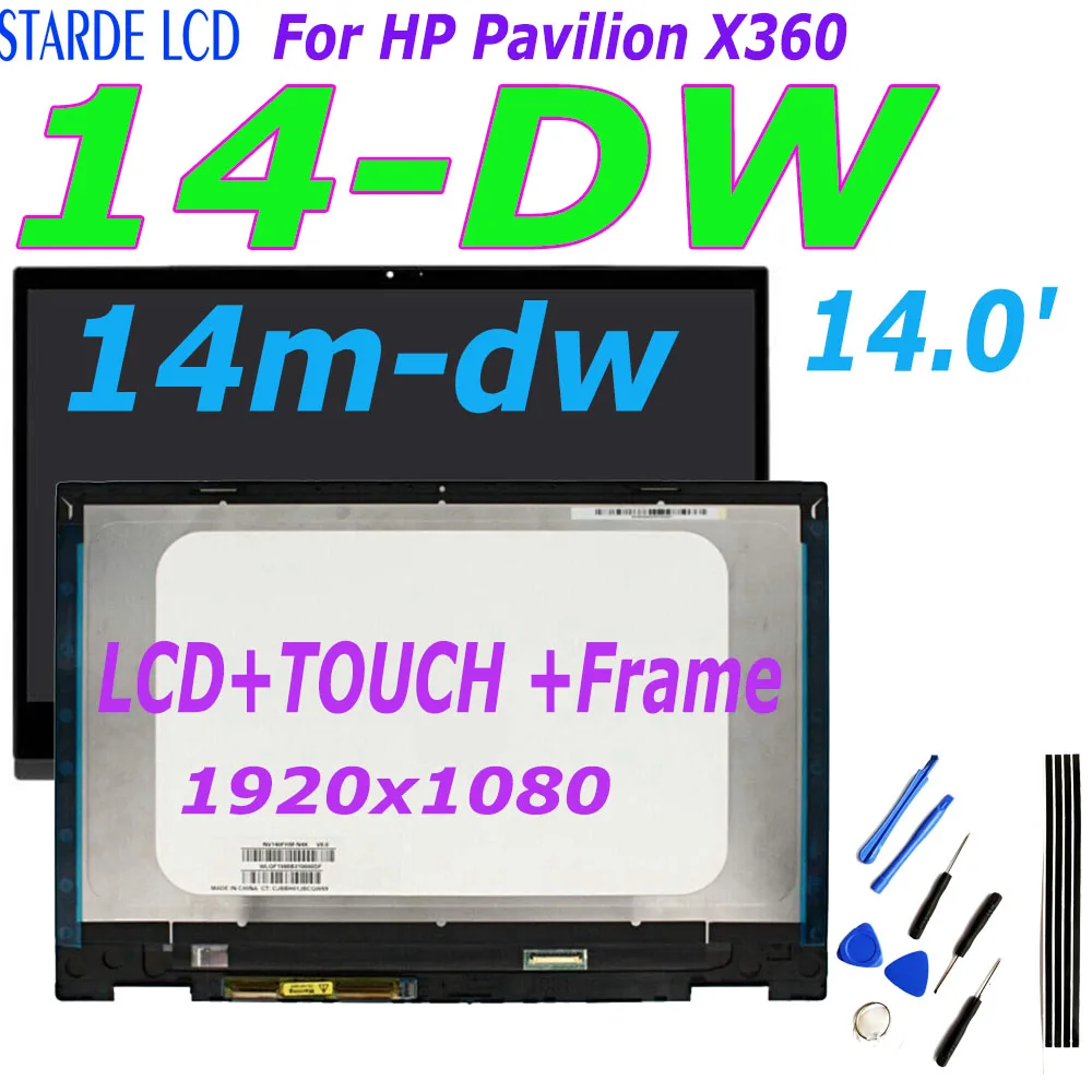 14 ''для ноутбука HP PAVILION X360 14m-DW серии 14-DW сенсорный Экран планшета Панель
