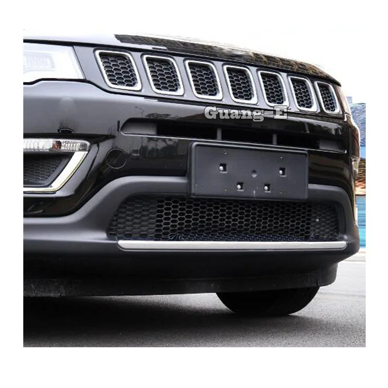 Для Jeep Compass Защитная крышка автомобиля ABS Хромированная Отделка Передняя Нижняя гоночные шашки решетка решетки бампера края часть 1 шт