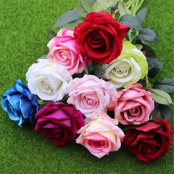 

20pcs Artificial Display Rose Flowers Single Stem Roses 50cm Long 10 Colors Rose Flowers