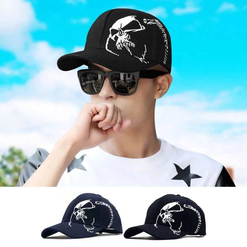 Модная бейсбольная кепка с вышитым черепом мужская хлопковая дышащая спортивная