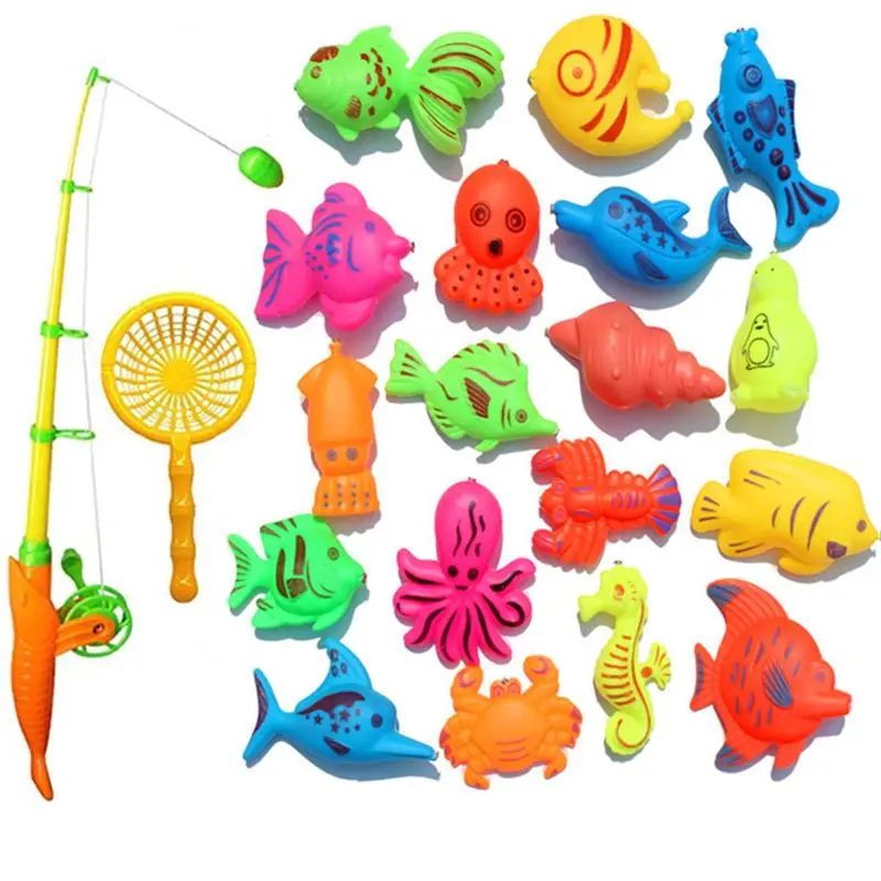 Креативная детская игрушка для купания, 22 шт., набор магнитных игрушек для рыбалки, Игрушки для ванны, высокое качество, изысканный - Цвет: Многоцветный