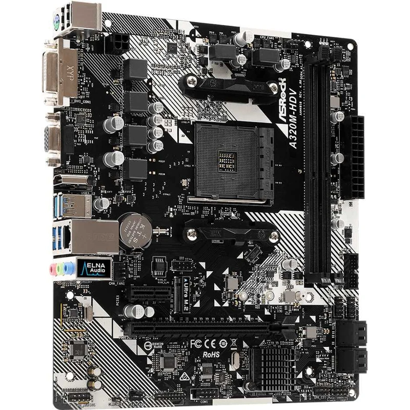 Материнская плата Asrock A320M-HDV R4.0 Soc-AM4 AMD A320 2xDDR4 mATX AC'97 8ch(7,1) GbLAN RAID+ VGA+ D