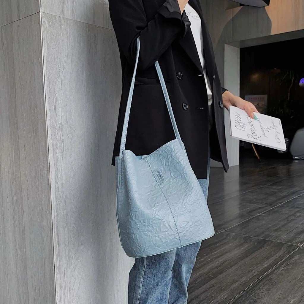

Handbag Women Solid Color Shoulder Bag Exquiste ladies Messenger Bag elegant girl Casual Bucket Bag 2019 New Fashion Handbags #T