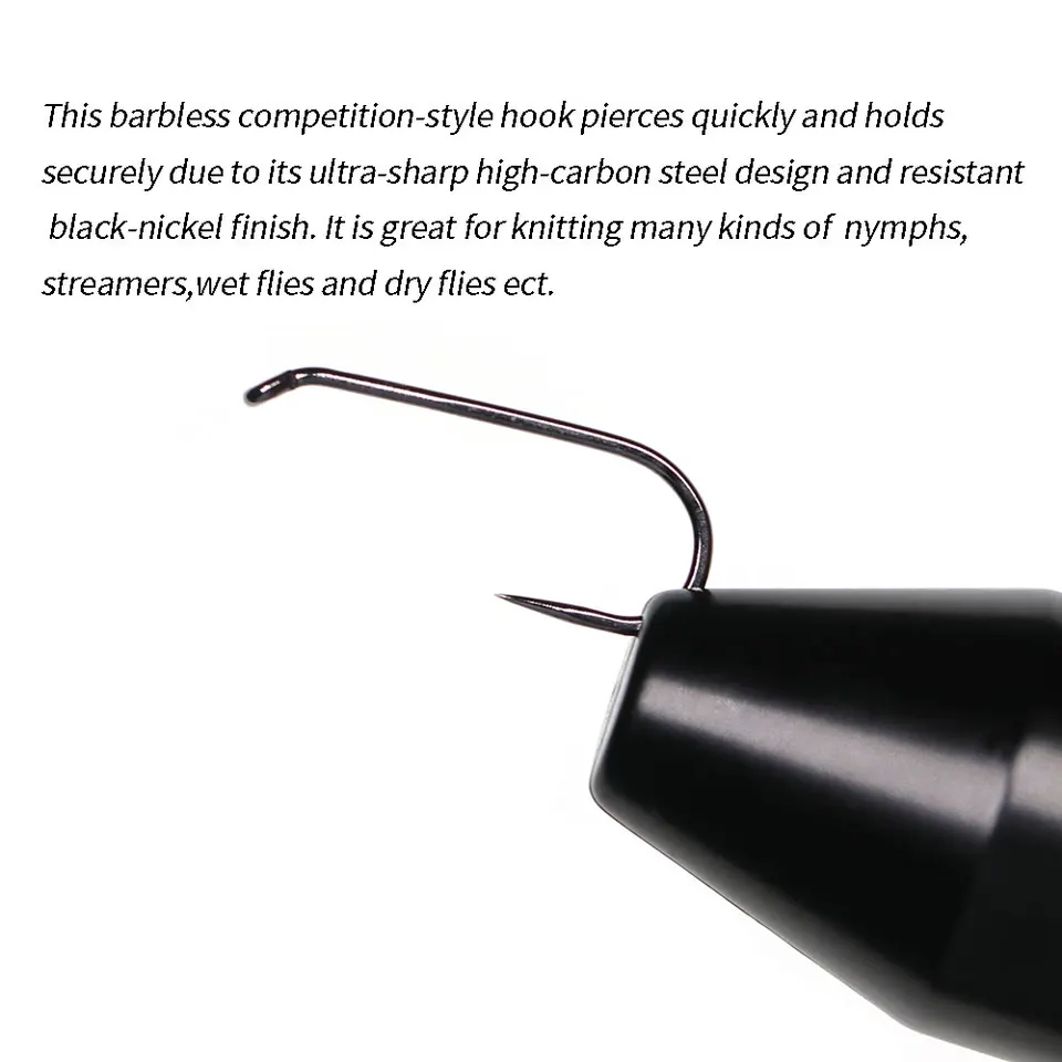 100 Hameçons Pour Mouche De Pêche - Modèles Variés (sèche, Humide, Nymphe, Crevette) - Noir