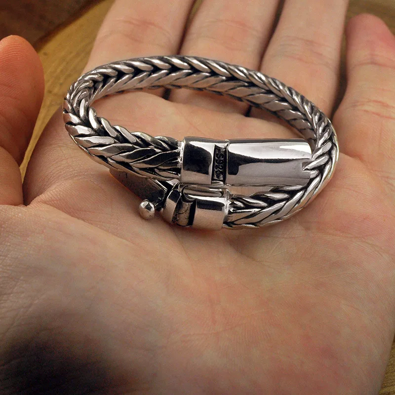 FNJ State мужской t веревка браслет 925 серебро ширина 9 мм чистый S925 серебряные браслеты для мужчин ювелирные изделия