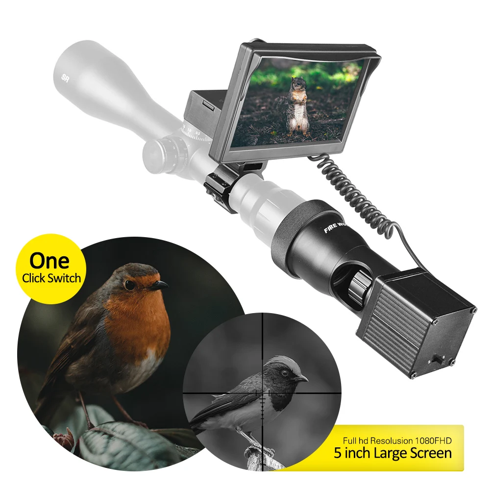 850nm Night Vision Scope Sniper Outdoor Hunting Optic Sight Tactical Riflescope Infrared Flashlight 5 inches LCD Cameras H