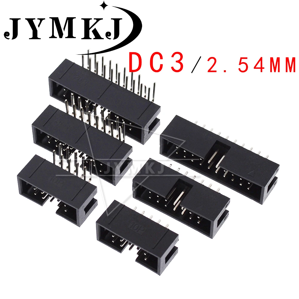 

10PCS DC3 FC 6P 8P 10P 14P 16P 20P 26P 30P 34P 40P 50P 2.54mm Socket Header Connector ISP Male Double-spaced Straight IDC JTAG