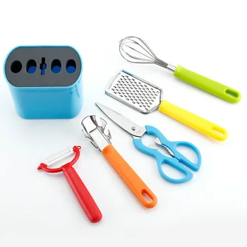 

Kitchen Utensils Tool 6pcs Stainless Steel Colander Shovel Scissors Clip Kitchen Gadget Tool with Storage Box