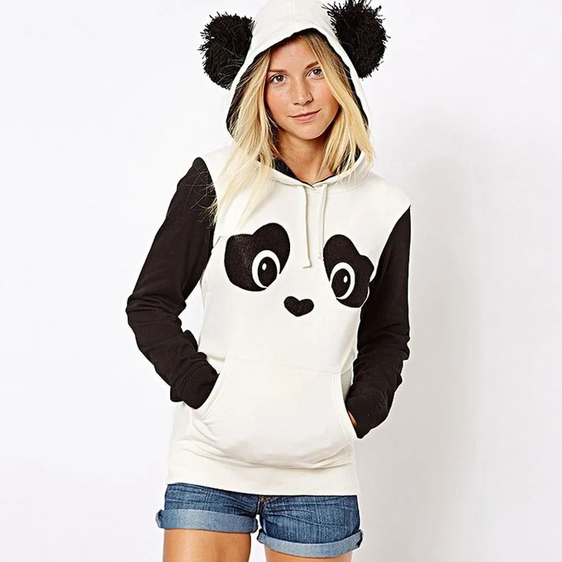 Новинка Европейский хиппи Милый принт с пандой черный и белый цвета хит одежда