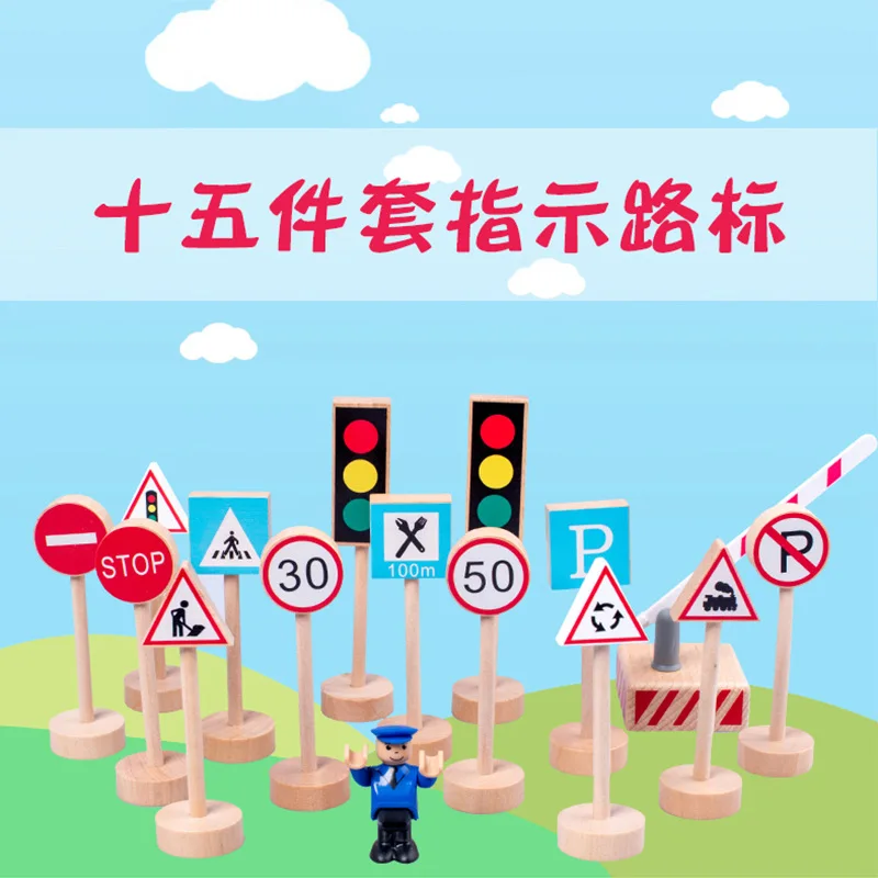 

Wooden Signpost Traffic Learning Cognitive Warning Sign Eye Line Wood Toy Sets Signs Traffic Logo