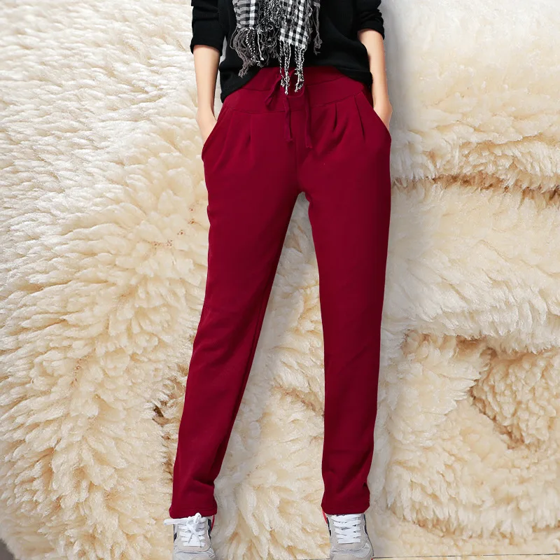 

Large Size 6XL Warm Lambs Wool Pants Elastic High Waist Trousers Winter Velvet Thick Casual Harem Pants loose Long Sweatpants