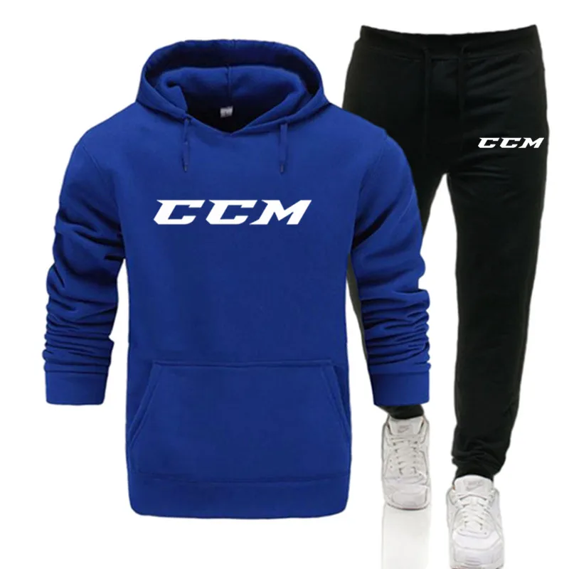 

Men CCM Tracksuit Casual 2 Pieces Sets Sweatshirt Hooded+Sweatpants CCM Print Sportswear Mens Clothes Jogger Sport Suit