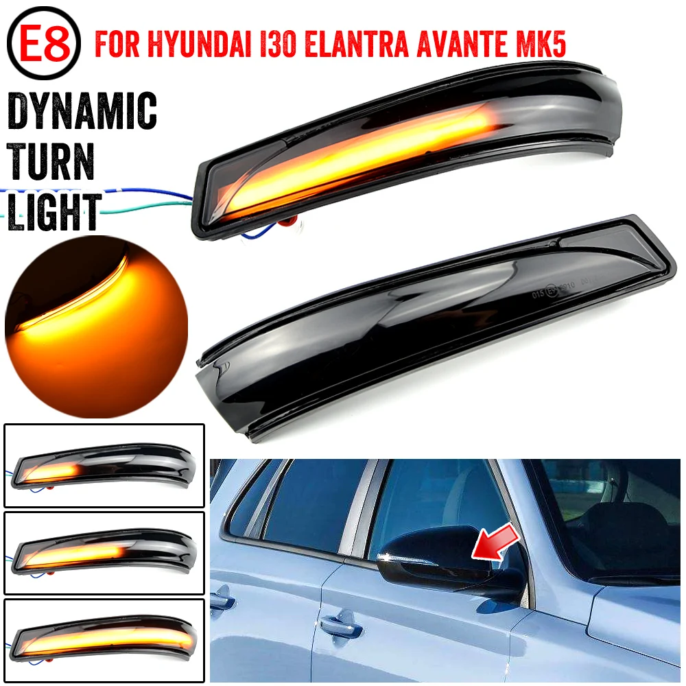 Flowing Rearview Mirror LED Turn Signal Light For Hyundai Elantra GT Avante MK5 MD UD Veloster