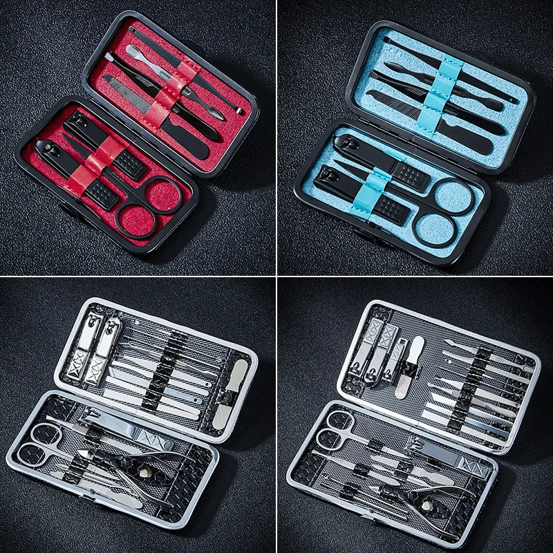 Маникюрный набор для ногтей RBAN, ножницы для ногтей из нержавеющей стали, пинцет, набор для стрижки, чехол для ухода за ногтями, резак для педикюра, маникюрные инструменты