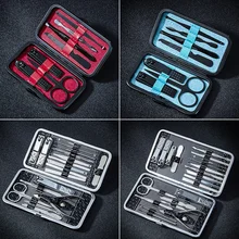 Маникюрный набор для ногтей RBAN, ножницы для ногтей из нержавеющей стали, пинцет, набор для стрижки, чехол для ухода за ногтями, резак для педикюра, маникюрные инструменты