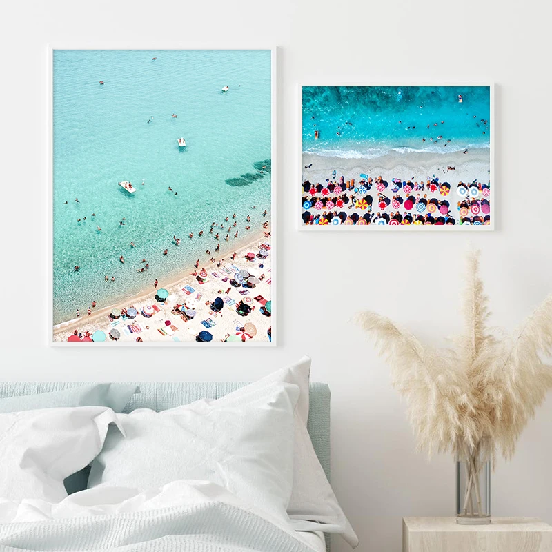 Umbrellas-Aerial-Beach-Photography-Canvas-Art-Print-Poster-Beach ...