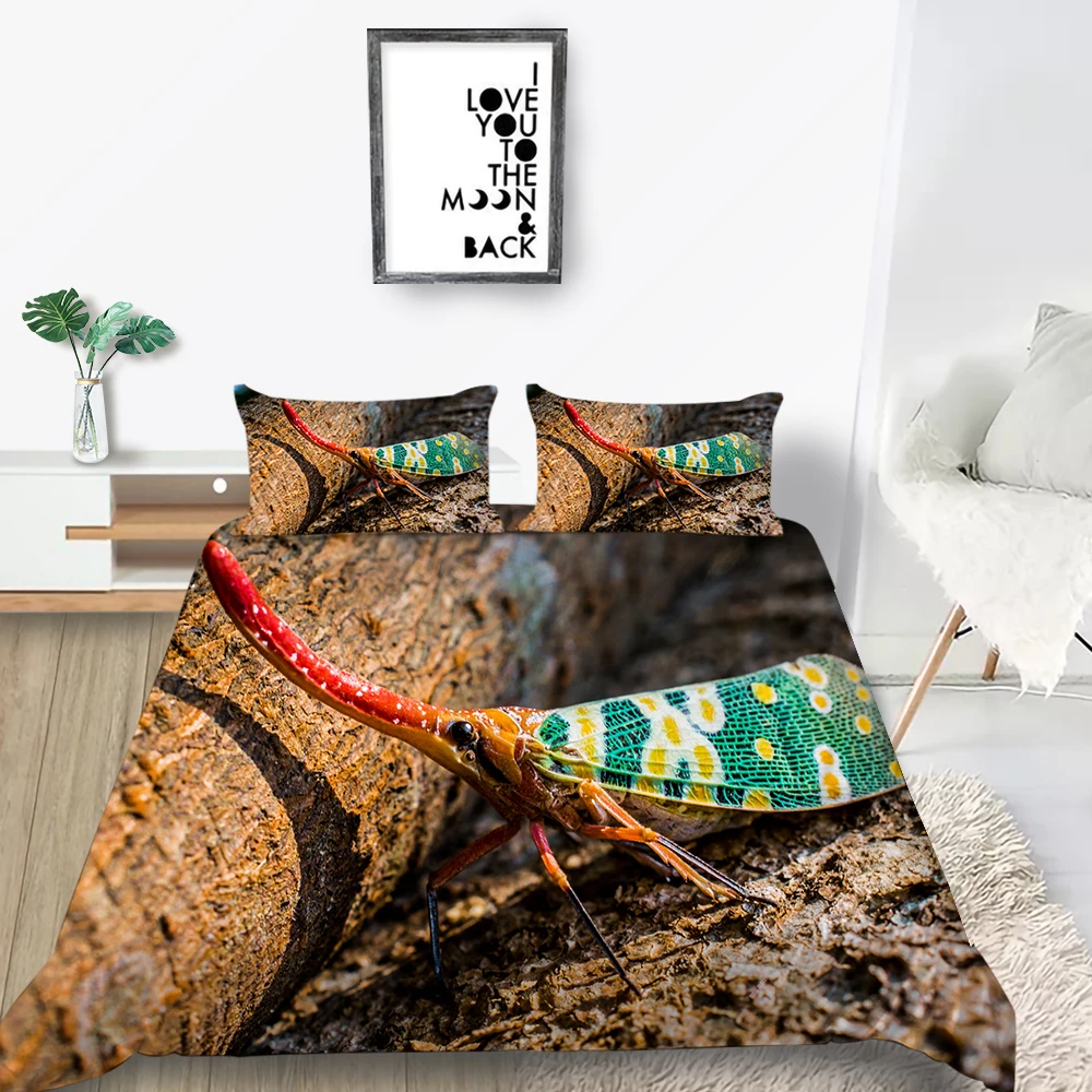 

Fashionable Bedding Set For Insect Lovers Fresh Lifelike 3D Duvet Cover King Queen Twin Full Single Double Unique Design Bed Set