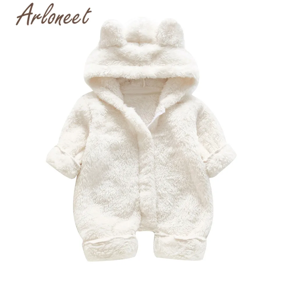 Белый ARLONEET/пальто с героями мультфильмов; зимнее пальто для новорожденных девочек; комбинезон на молнии; Верхняя одежда с капюшоном; хлопковое пальто для малышей; однотонная верхняя одежда для мальчиков - Цвет: Белый