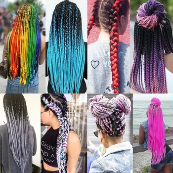

Hair Braids Braiding Hair Upgrade Synthetic Hair Long Crochet Braids Pink Red Purple Blue Ombre Braids Hair Extensions