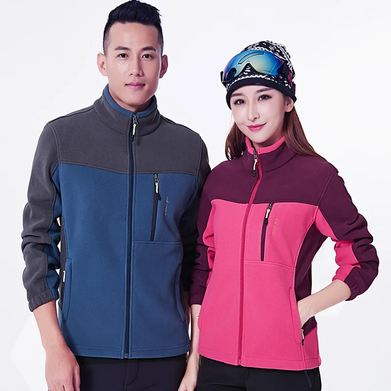 COUPLE'S Outdoor Fleece Color Panel Stand-Collar Polar Fleece Jacket Autumn