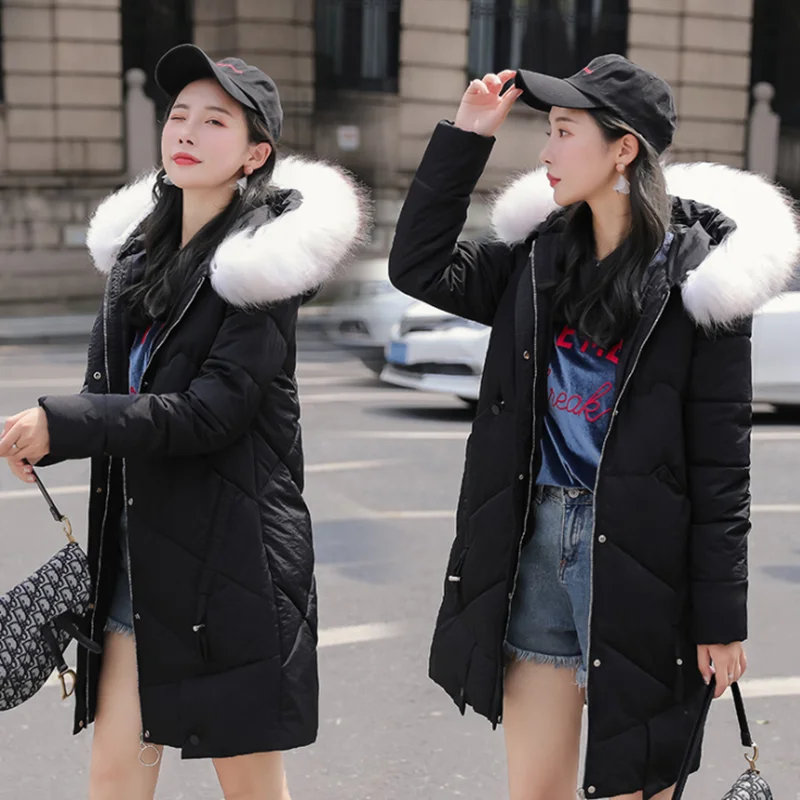 new style winter female hooded women coats fashion Korean style white pure color thick down jacket warm black cotton clothes