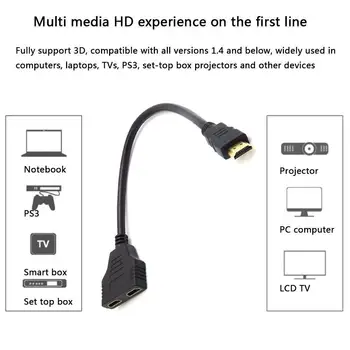

1 in 2 out HDMI splitter 1080P HDMI Splitter Male to 2 Switch Converter HDMI 2-port HDTV Adapter 1 Cable Output r20 Input F J1T6
