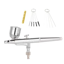 Двойного действия Аэрограф, пистолет-распылитель для макияжа aerografo пистолетного краски флакон-капельница ключ, дюймовый стандарт+ инструмент для очистки 0,3 мм самотеком 7cc и 22cc