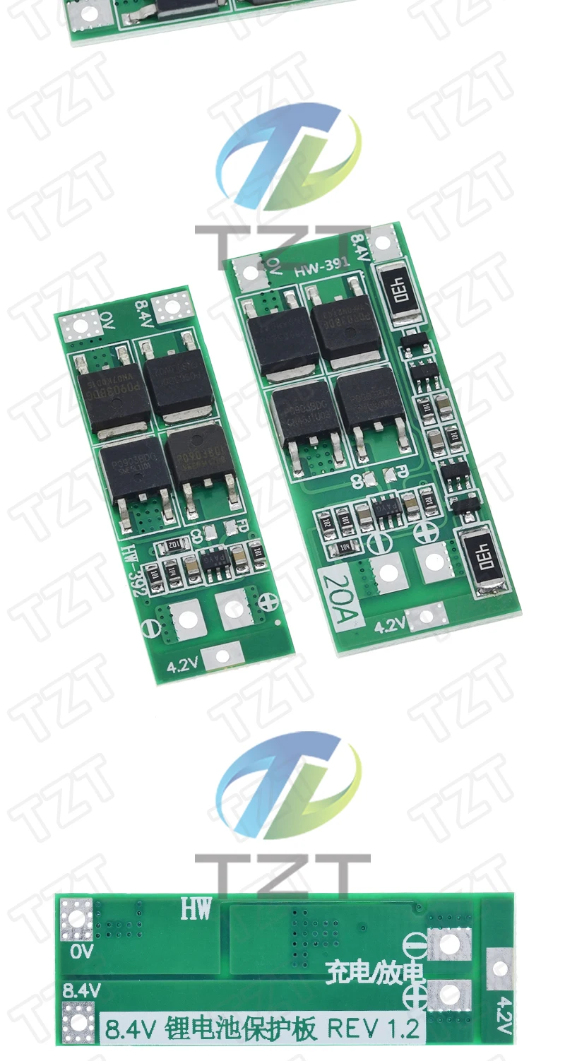 TZT 1/3 Stück 2S 20A 7,4V 8,4V 18650 Lithium-Batterie-Schutzplatine/BMS-Platine Standard/Balance für DIY – Detail 5