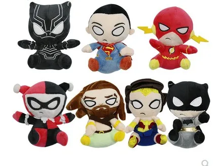 

8 Styles Superhero Figures Justice League superman bats flash panther quinn wonder woman Plush Toysf for children birthday gift