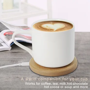 

USB Coffee Cup Warmer with Auto-Shut Off Feature 2 IN 1 Heating Mug Warmer Set Keep Drink Warm Heater Support Wireless Charger