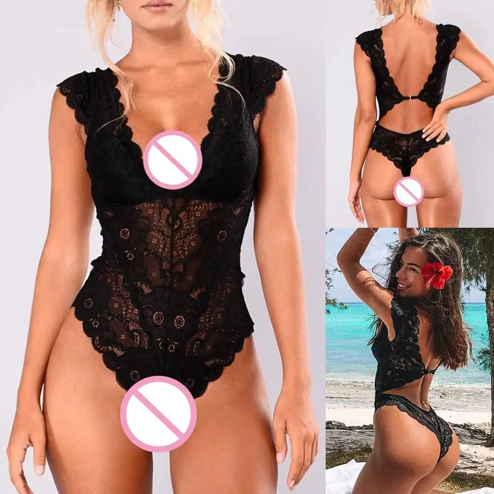 Новое Женское прозрачное кружевное нижнее белье полые боди с открытой спиной