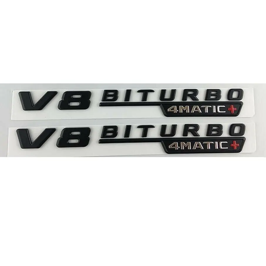 

Matt Black V8 BITURBO 4MATIC+ Fender Emblems Badges for Mercedes AMG