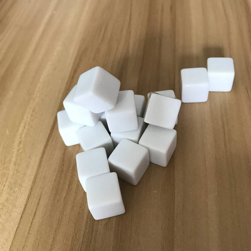 

16mm Square Corner Acrylic 50/100/200 PCS Whiteboard Dice Can Write Dice White Light Surface Can Freely Creative DIY Dice Set