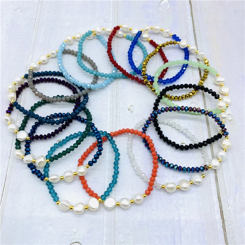 

1 Pcs Handmade Stretchy Beaded Freshwater Pearls Bracelets for Women Handmade Jewelry Women Bracelet