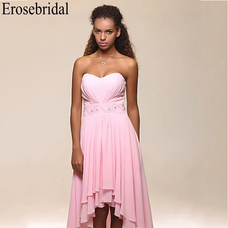 Erosebridal торжественное платье для женщин элегантное Womemn Формальное вечернее платье платья розовое вечернее платье из шифона высокая/низкая Deisn Robe Soiree