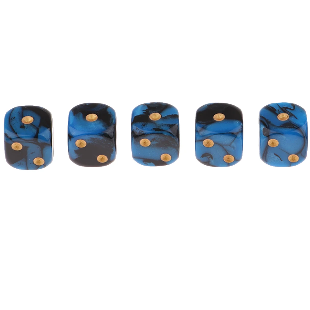 5pcs 6 Sided Game Dice Set D6 Dices Square Corne for Family Travel Play Set Toys