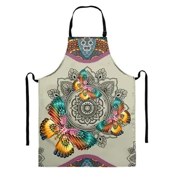 

Apron 3D Bohemia Butterfly Printed Kitchen Apron Women Baking Waist Bib Home Cooking Brief Sleeveless Pinafore Apron for Ladies