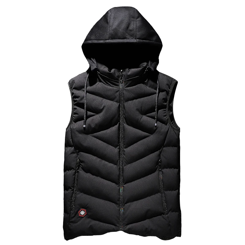 Mens Winter Vests Plus Size 6-8XL Mens Down Vest Outwear Men Sleeveless Jackets Men Thicken Warm Hoodie Vest Jacket Coat