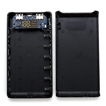 

6 Sections Power Bank Case No Welding Mobile Housing Digital Display Black Dual Interface Charger Box 18650 Universal Storage
