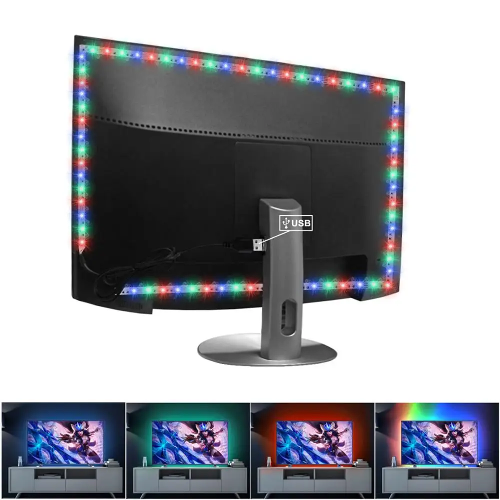 

RGB LED Strip Lights USB 2835 SMD DC 5V Flexible Neon Tiras Led Diode Tape 1M 2M 3M For Kicthen Cabinet TV Backlight Night Lamp