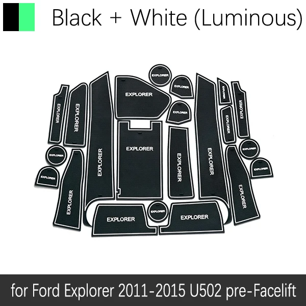 White Luminous Противоскользящая резиновая подушка для двери для Ford Explorer 2011~ 2013 MK5 U502 pre-Facelift Groove Mats автомобильные аксессуары для интерьера - Название цвета: White Luminous