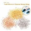 Mixed Color Piercing Nail Charms Nail Dangle Ring Metal Alloy Nail Jewelry Glitter 3D Nails Rhinestones Nail Art Decoration 3