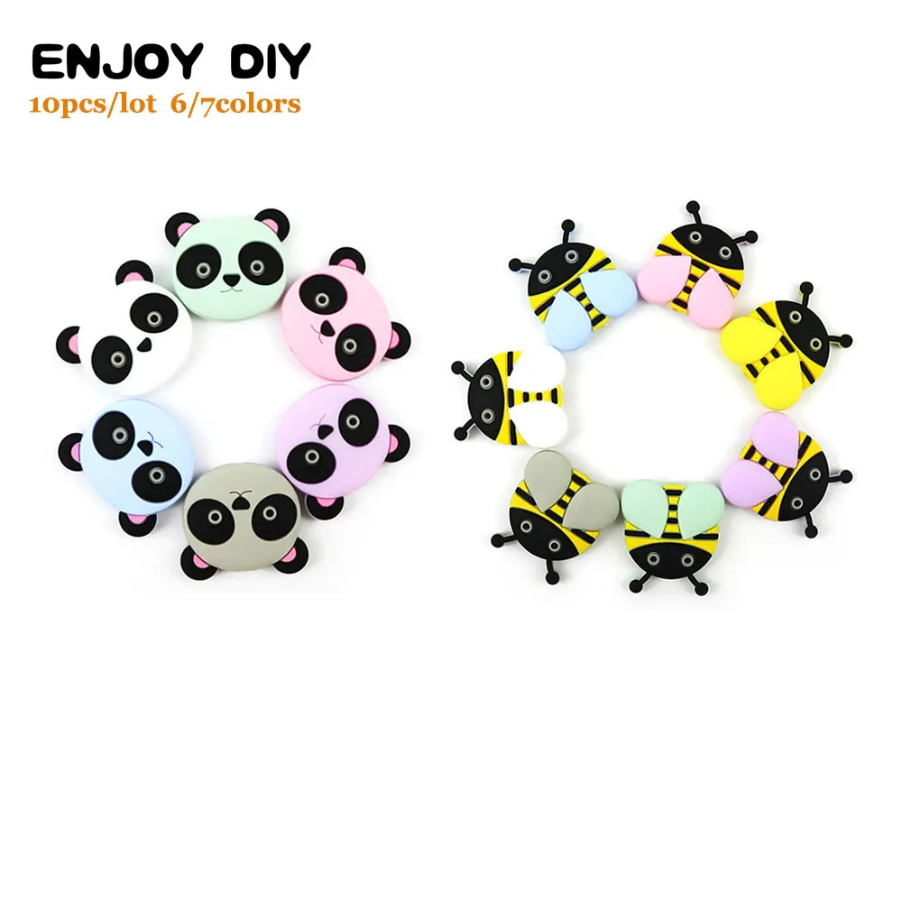 3 см 10 шт. Bee Panda Perle силиконовые свободные бусины BeadsTeething для изготовления ювелирных изделий DIY игрушки для прорезывания зубов животных Siliconen Kralen бисера