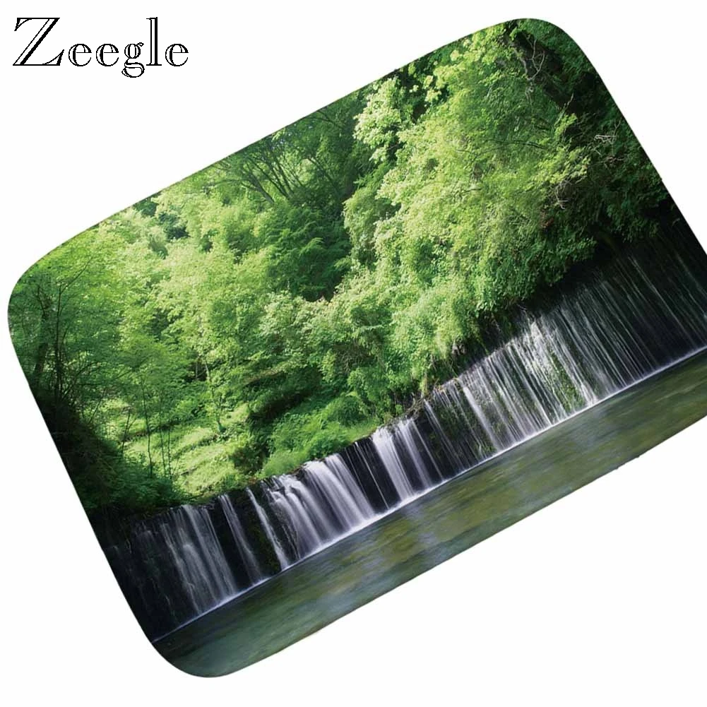 Zeegle Floor Mat Doormat Flannel Soft Hallway Floor Rug Absorbent Bedside Carpet Rug Soft Foot Mat 3D Printed Outdoor Door Mat