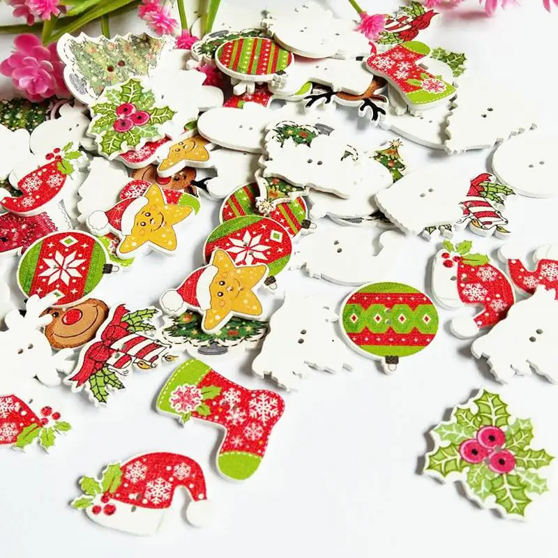 50pcs Christmas Buttons for craft Supplies Sewing crapbooking