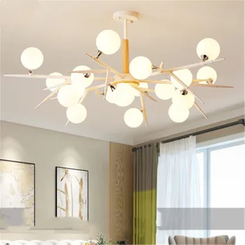 

Nordic Style Light Simple Magic Bean Personality Chandelier Solid Wood Living Room Dining Room Restaurant Led Creative Light